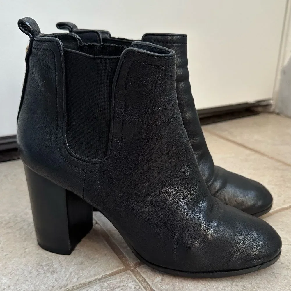 Tory Burch Boots size 8 real genuine leather ankle‎ boot black Margaux